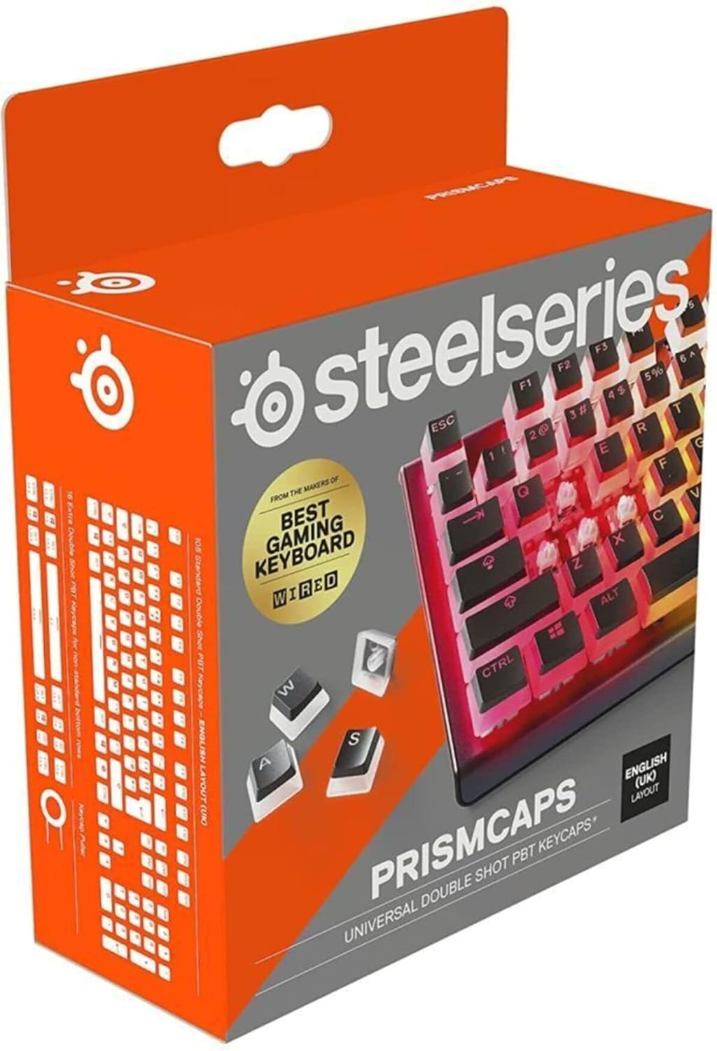 SteelSeries  Prismcaps – Double Shot Pudding - Style Keycaps – MX – Black - UK L