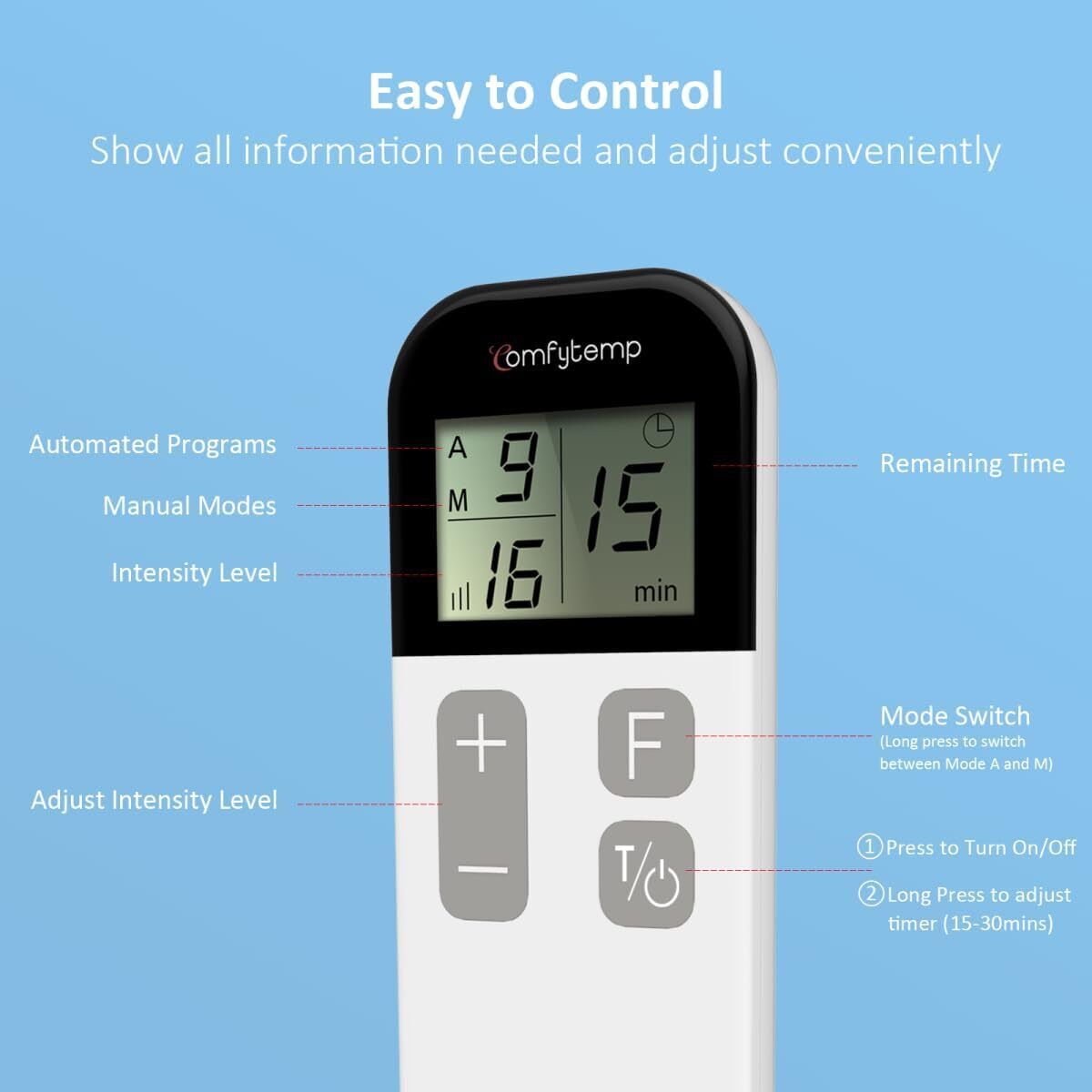 Comfytemp Wirelss TENS Machine for Pain Relief, Nerve Muscle Stimulator for Pain