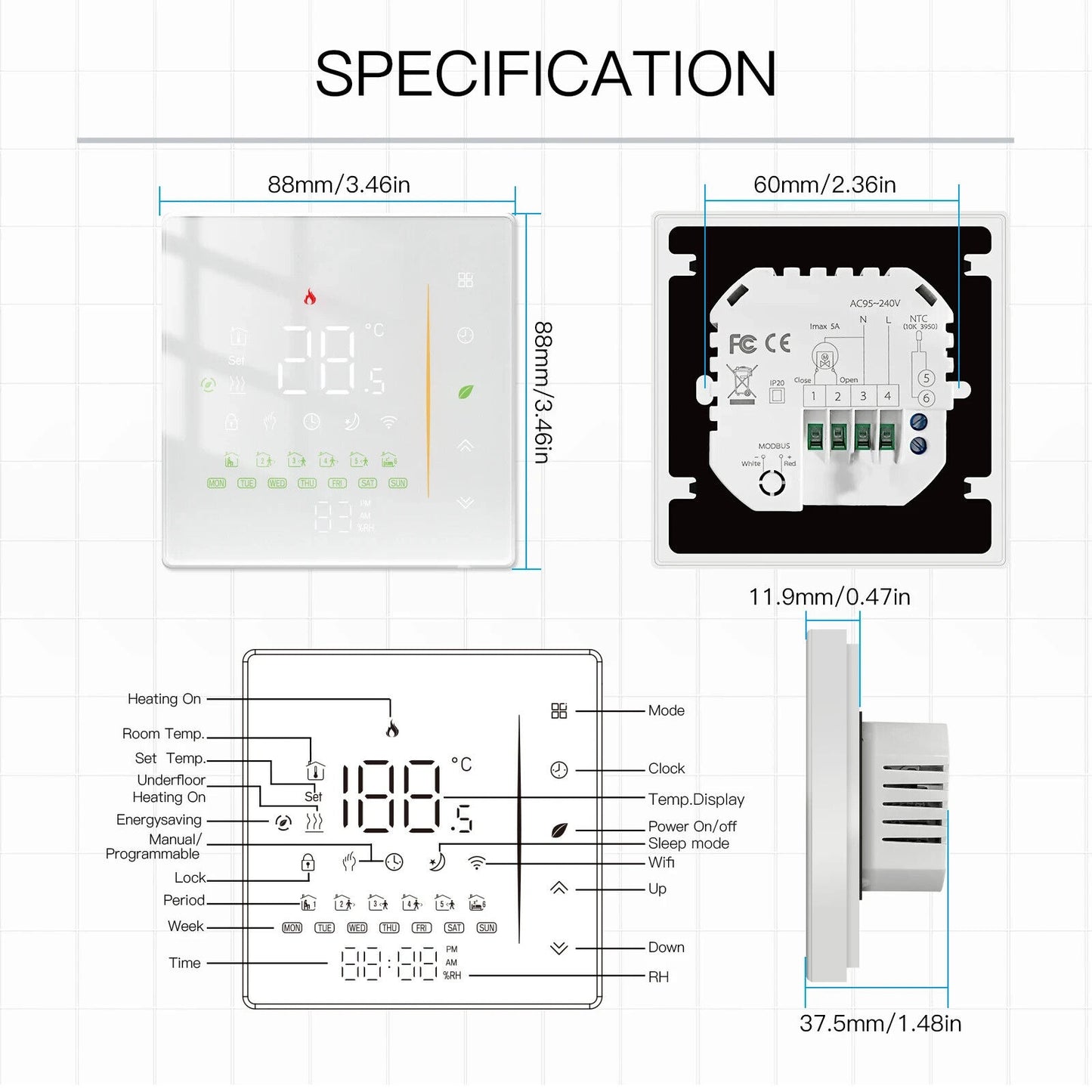 MOES - BHT-006GBZB ZIGBEE Smart Thermostat Room Temperature Controller of Gas Bo