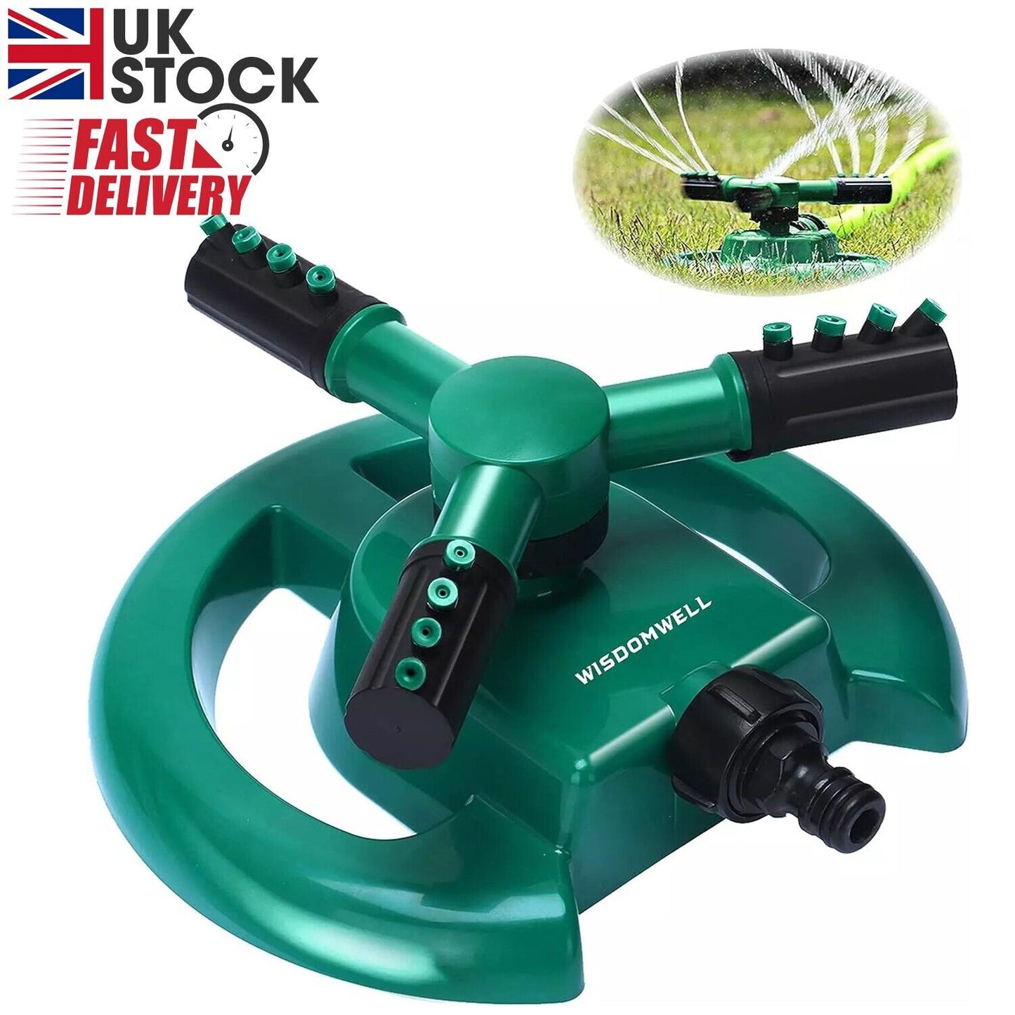 Garden Sprinkler Automatic Lawn Water Sprinkler 360 Degree 3 Arm Rotating Sprink