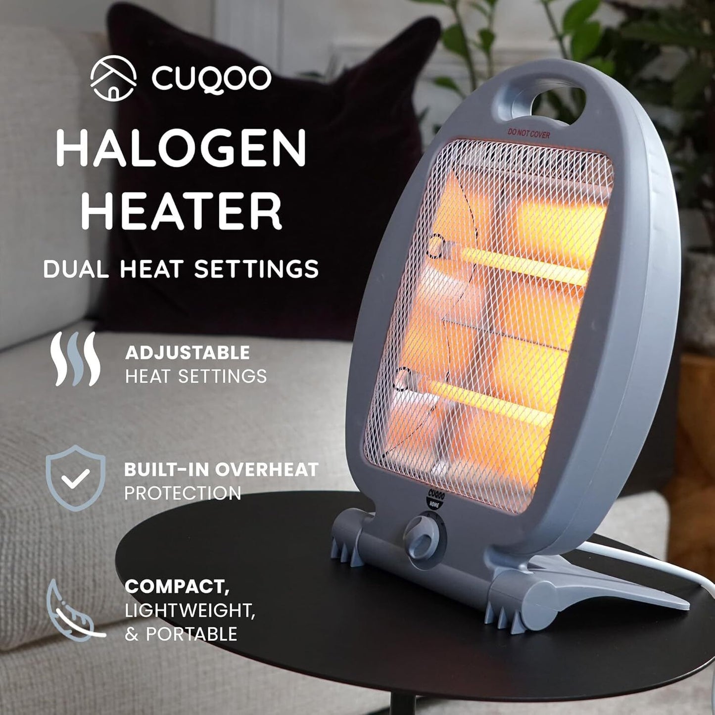 800W Compact Halogen Quartz Heater – Portable, Energy Efficient Electric Heater