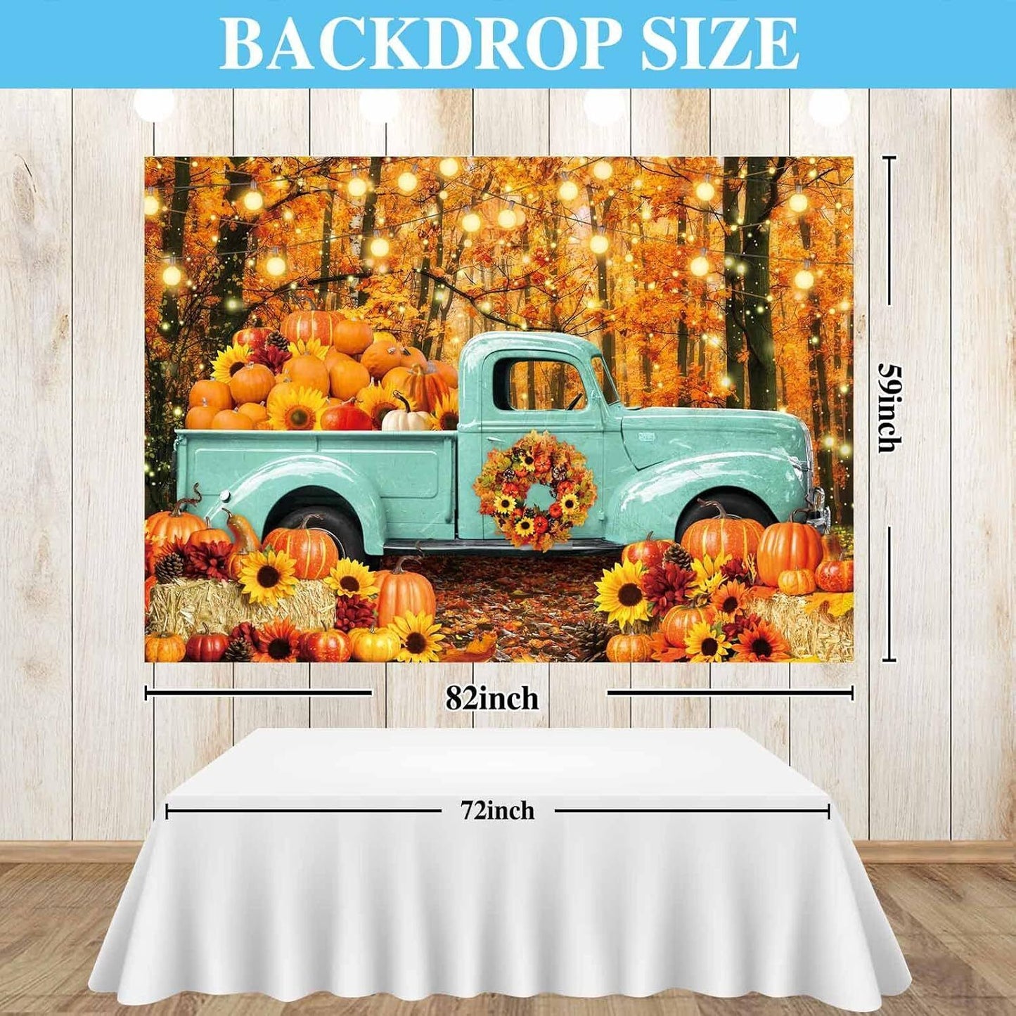 Allenjoy 82" x 59" Autumn Forest Blue Truck Backdrop for Portrait Photography Pi