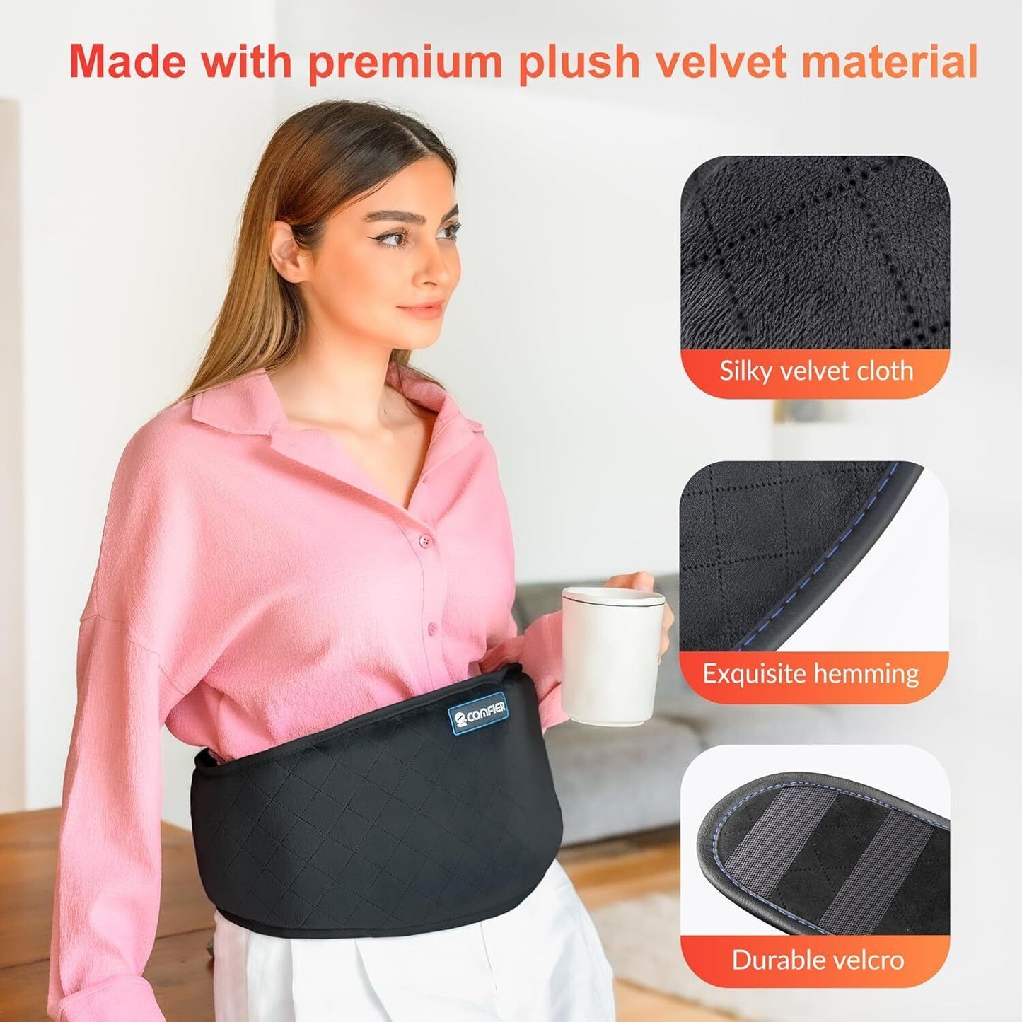 Comfier Heat pad for back Pain,Heated Back Warmer Massage Belt Wrap,Fast Heating