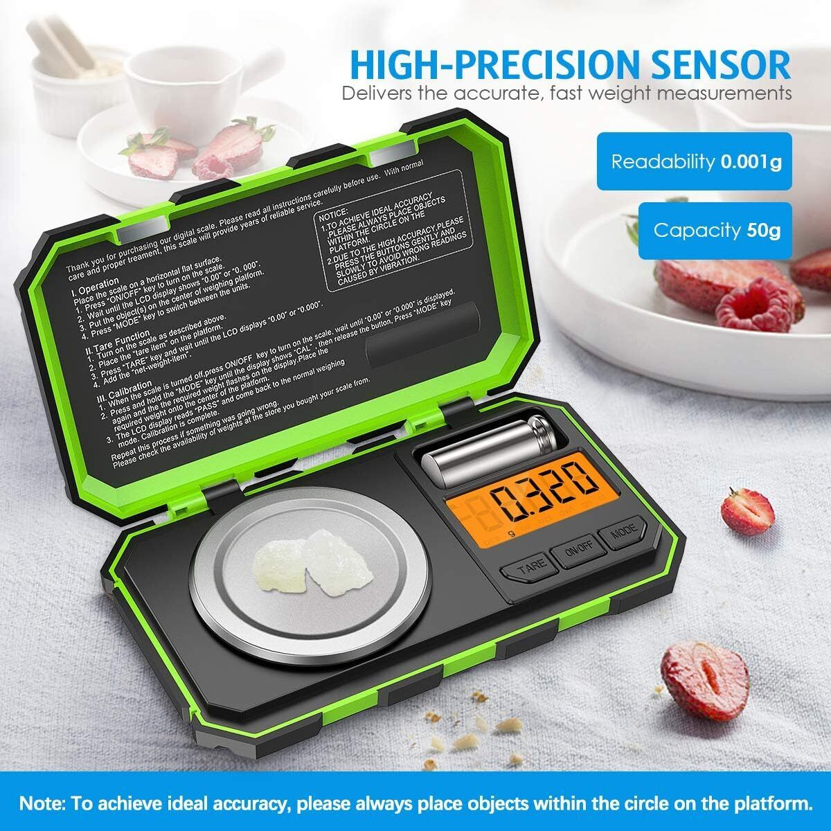 Digital Pocket Scale, 50G Precision Mini Food Scales, Portable Mini Jewelry Scal