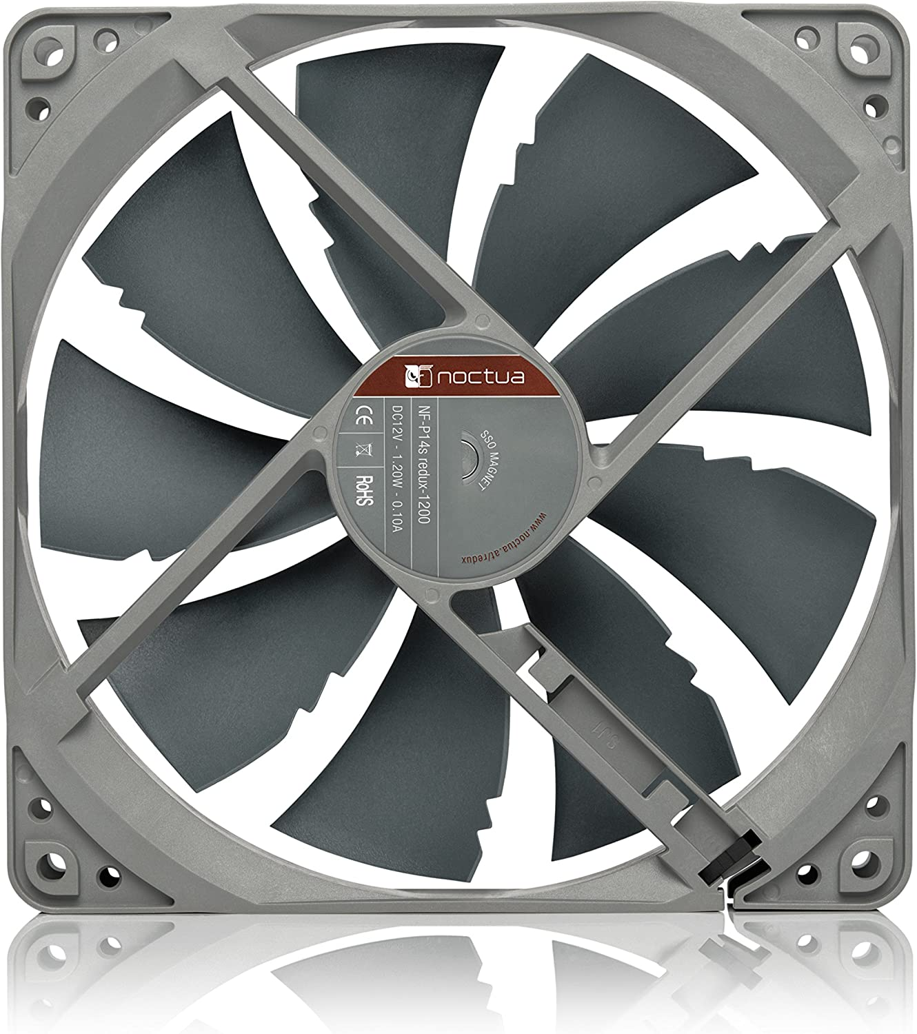 Noctua NF-P14s redux-1200, Quiet Fan, 3-Pin, 1200 RPM (140mm, Grey)