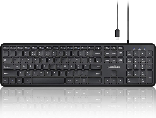 perixx PERIBOARD-210 USB-C Full Size Keyboard, Ultra Thin Design, Quiet Chiclet