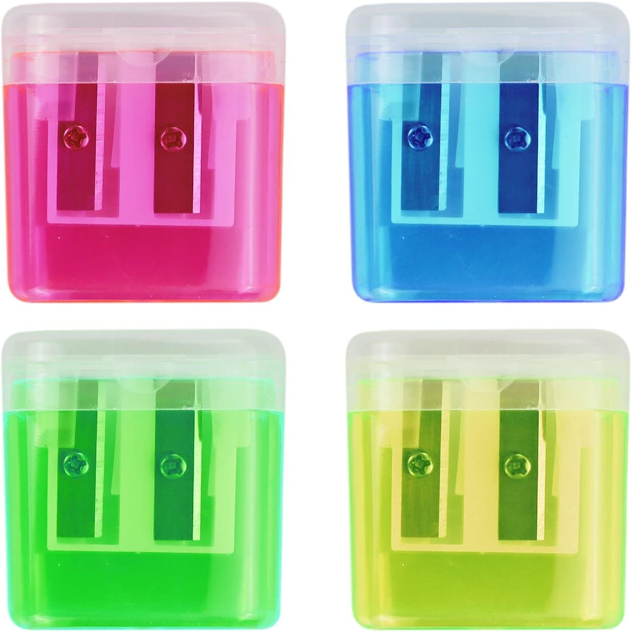 4 PCS Pencil Sharpeners, Manual Pencil Sharpeners, Colorful Compact Dual Holes P