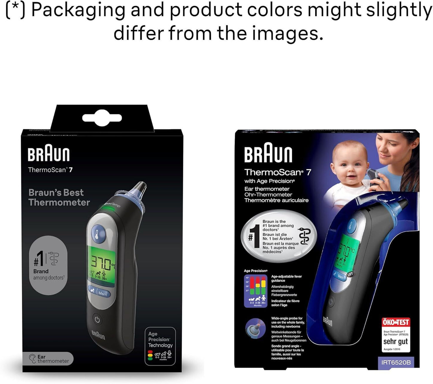 Braun ThermoScan 7 Ear thermometer - Age Precision Technology - Colour-coded Dig