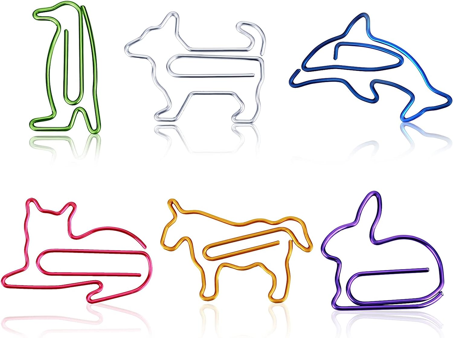 30Pcs Metal Paper Clips, Animal Shape Paper Clips Heart Airplane and Five‑Pointe