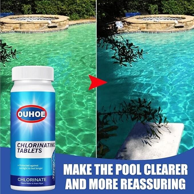 OUHOE Slow Dissolving Chlorine Tablets for Swimming Pools New And Sealed. 100g